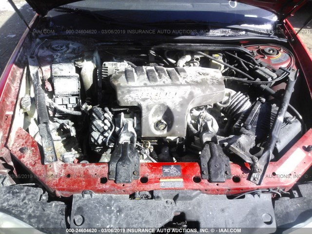 2G1WX15KX29233178 - 2002 CHEVROLET MONTE CARLO SS წითელი ფოტო 10