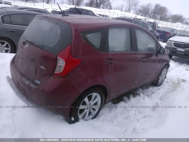 3N1CE2CPXEL398785 - 2014 NISSAN VERSA NOTE S/S PLUS/SV/SL RED photo 4