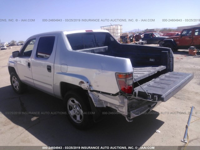 2HJYK16287H501909 - 2007 HONDA RIDGELINE RT SILVER photo 3