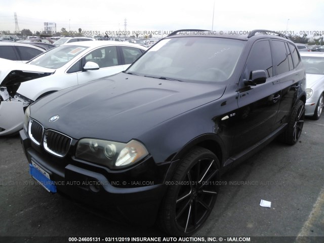 WBXPA73435WC49969 - 2005 BMW X3 2.5I BLACK photo 2