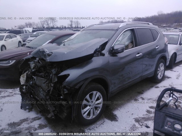 KNMAT2MV0FP567337 - 2015 NISSAN ROGUE S/SL/SV SILVER photo 2