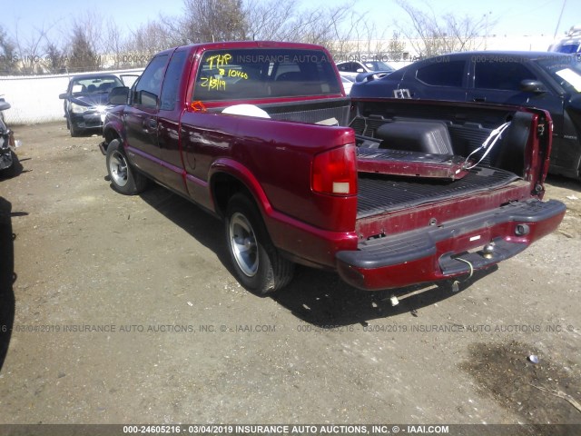 1GCCS19H338281299 - 2003 CHEVROLET S TRUCK S10 RED photo 3