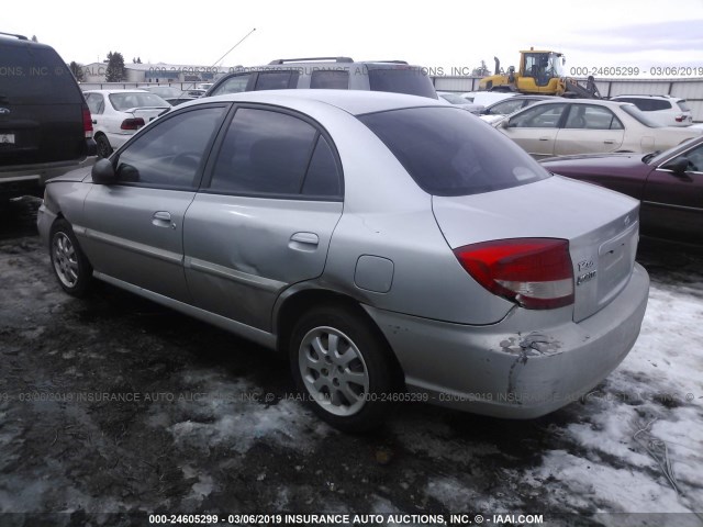 KNADC125946343168 - 2004 KIA RIO SILVER photo 3