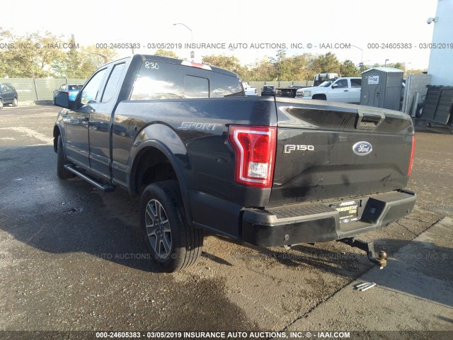 1FTEX1CP4HKD89354 - 2017 FORD F150 SUPER CAB BLACK photo 3