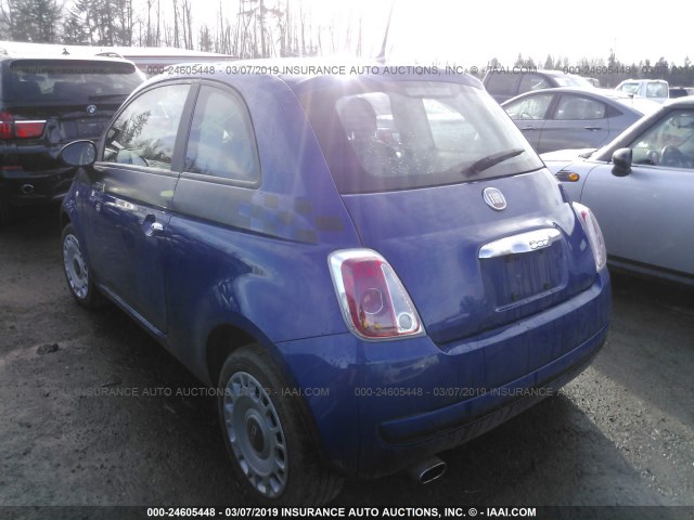 3C3CFFAR3CT270430 - 2012 FIAT 500 POP BLUE photo 3