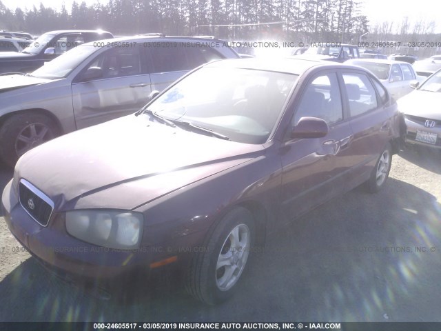 KMHDN55D32U037935 - 2002 HYUNDAI ELANTRA GLS/GT MAROON photo 2