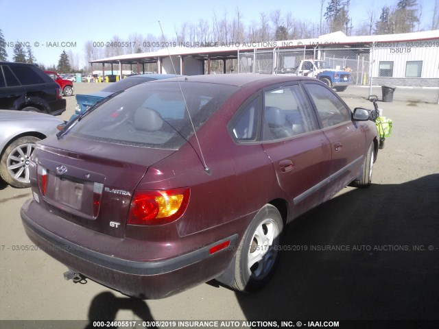 KMHDN55D32U037935 - 2002 HYUNDAI ELANTRA GLS/GT MAROON photo 4