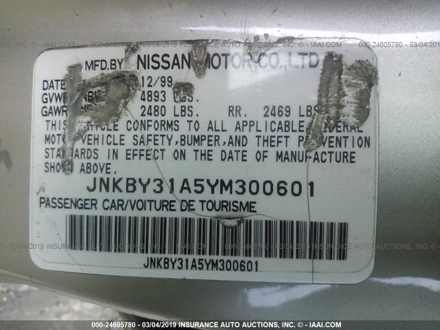 JNKBY31A5YM300601 - 2000 INFINITI Q45 T Champagne photo 9