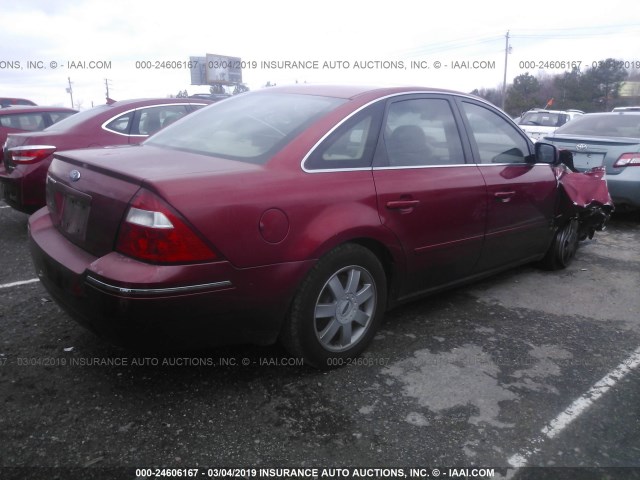 1FAFP23125G123079 - 2005 FORD FIVE HUNDRED SE BURGUNDY photo 4