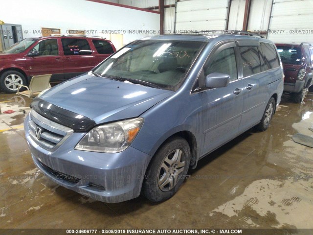 5FNRL38647B033569 - 2007 HONDA ODYSSEY EXL BLUE photo 2