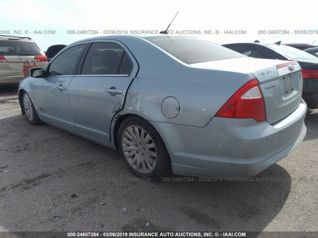 3FADP0L31AR298374 - 2010 FORD FUSION HYBRID BLUE photo 3