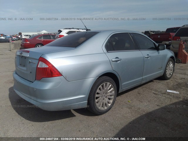 3FADP0L31AR298374 - 2010 FORD FUSION HYBRID BLUE photo 4