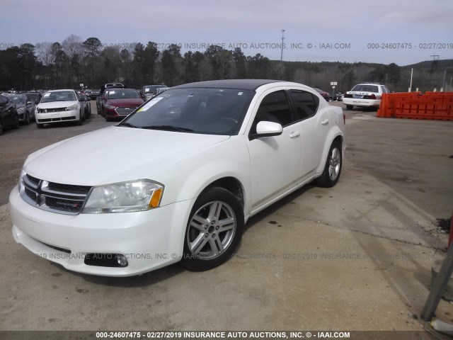 1C3CDZCB9DN662014 - 2013 DODGE AVENGER SXT WHITE photo 2