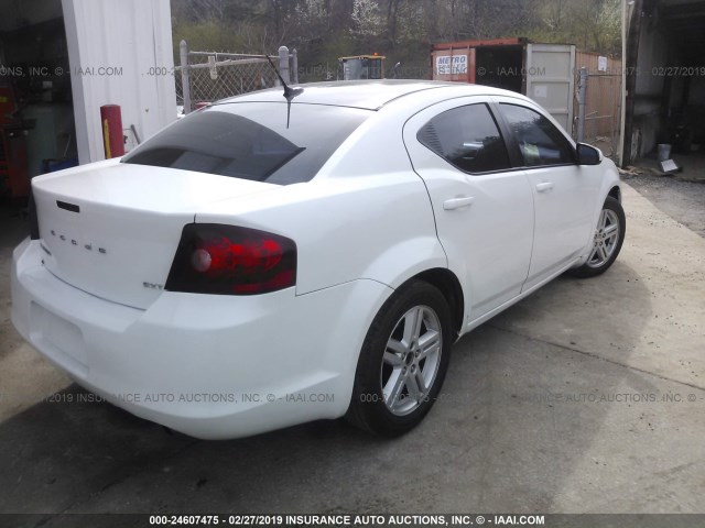 1C3CDZCB9DN662014 - 2013 DODGE AVENGER SXT WHITE photo 4