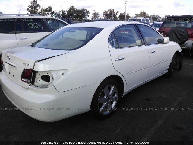 JTHBA30G255062772 - 2005 LEXUS ES 330 WHITE photo 4