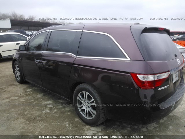 5FNRL5H68CB027053 - 2012 HONDA ODYSSEY EXL BURGUNDY photo 3