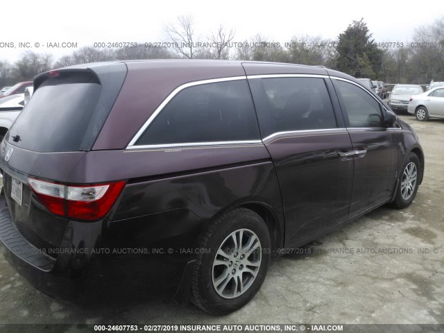 5FNRL5H68CB027053 - 2012 HONDA ODYSSEY EXL BURGUNDY photo 4