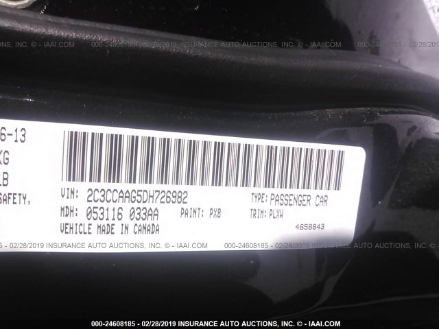 2C3CCAAG5DH726982 - 2013 CHRYSLER 300 BLACK photo 9