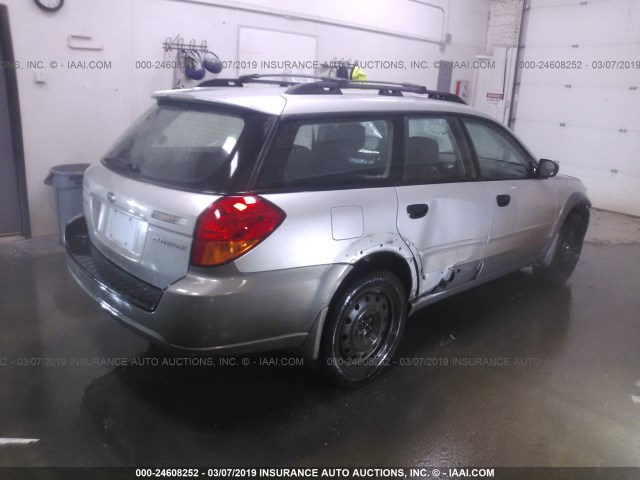 4S4BP61CX67335245 - 2006 SUBARU LEGACY OUTBACK 2.5I SILVER photo 4