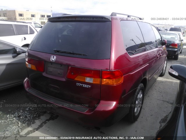 5FNRL18944B071958 - 2004 HONDA ODYSSEY EXL RED photo 4