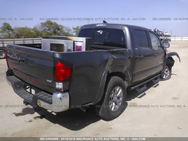 3TMAZ5CN0JM073303 - 2018 TOYOTA TACOMA DBL CAB/SR5/TRD SPORT/OR GRAY photo 4