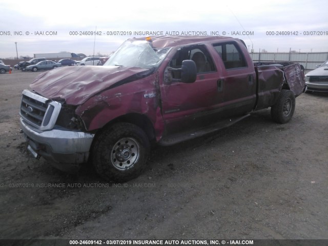 1FTSW31F21EB98421 - 2001 FORD F350 SRW SUPER DUTY RED photo 2