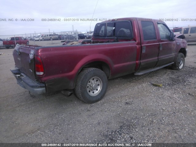 1FTSW31F21EB98421 - 2001 FORD F350 SRW SUPER DUTY RED photo 4