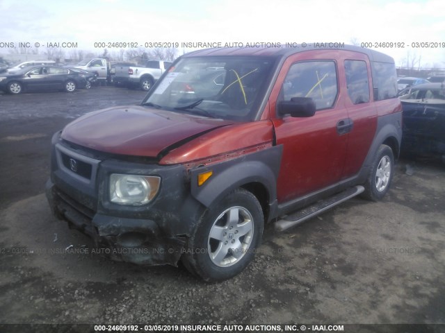 5J6YH28553L036674 - 2003 HONDA ELEMENT EX ORANGE photo 2