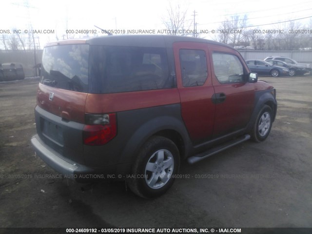 5J6YH28553L036674 - 2003 HONDA ELEMENT EX ORANGE photo 4