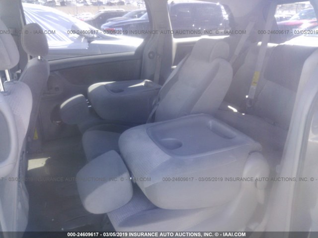 5TDZK23C78S188012 - 2008 TOYOTA SIENNA CE/LE SILVER photo 8