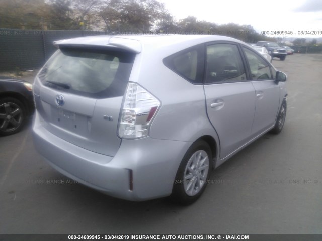 JTDZN3EU7EJ007454 - 2014 TOYOTA PRIUS V SILVER photo 4