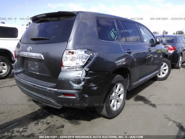 5TDZA3EH1DS043303 - 2013 TOYOTA HIGHLANDER PLUS GRAY photo 4