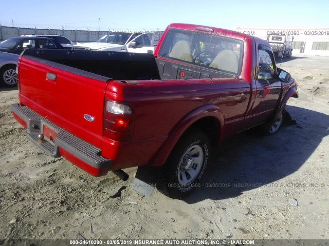 1FTYR10UX2TA26284 - 2002 FORD RANGER RED photo 4