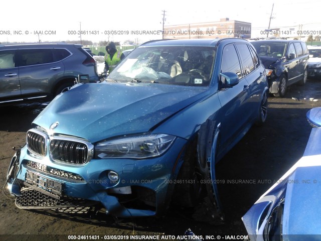 5YMKT6C58G0C89742 - 2016 BMW X5 M BLUE photo 2