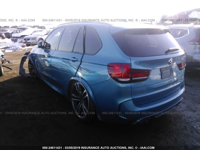 5YMKT6C58G0C89742 - 2016 BMW X5 M BLUE photo 3