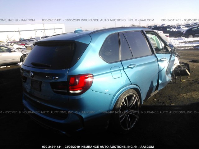 5YMKT6C58G0C89742 - 2016 BMW X5 M BLUE photo 4
