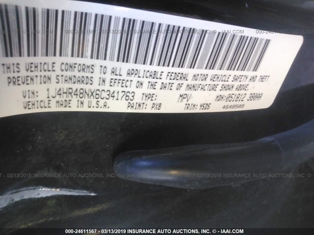 1J4HR48NX6C341763 - 2006 JEEP GRAND CHEROKEE LAREDO/COLUMBIA/FREEDOM 黑色 照片 9