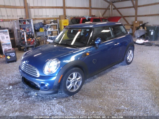 WMWSU3C51CT261532 - 2012 MINI COOPER BLUE photo 2