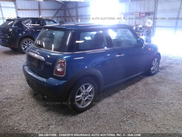 WMWSU3C51CT261532 - 2012 MINI COOPER BLUE photo 4