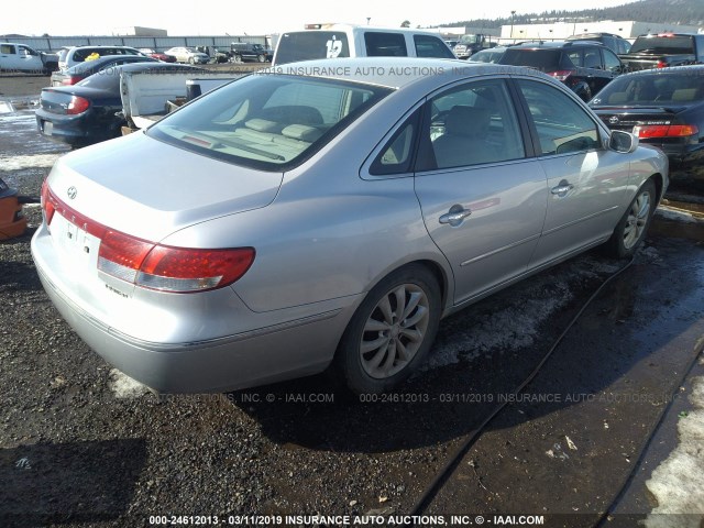 KMHFC46F96A102917 - 2006 HYUNDAI AZERA SE/LIMITED SILVER photo 4