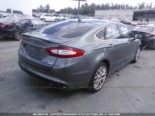 3FA6P0K94ER210647 - 2014 FORD FUSION TITANIUM GRAY photo 4