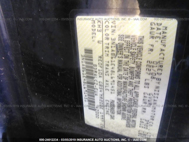 3N1AB61E48L691451 - 2008 NISSAN SENTRA 2.0/2.0S/2.0SL BLACK photo 9