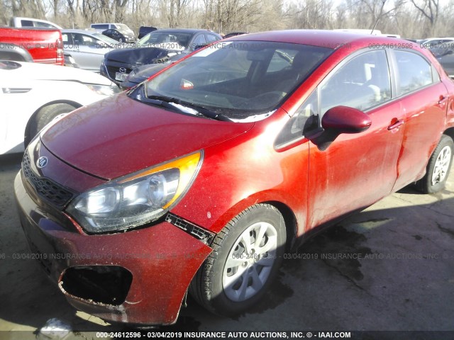 KNADM5A33E6414371 - 2014 KIA RIO LX RED photo 2