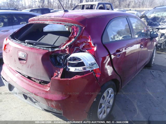 KNADM5A33E6414371 - 2014 KIA RIO LX RED photo 4