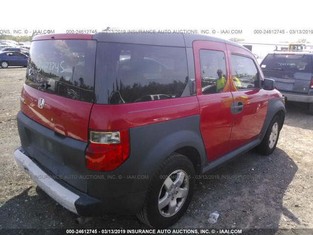 5J6YH186X5L014319 - 2005 HONDA ELEMENT EX RED photo 4