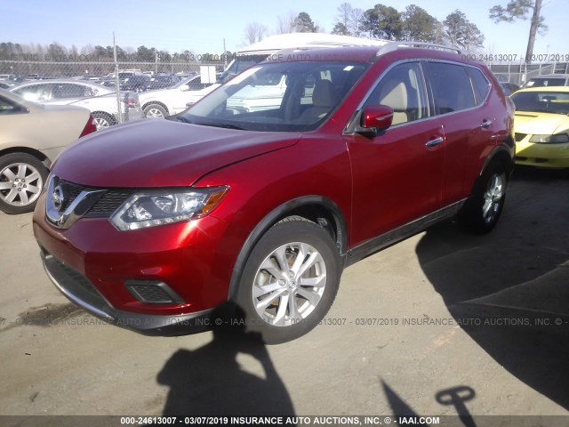 KNMAT2MT0FP572200 - 2015 NISSAN ROGUE S/SL/SV MAROON photo 2