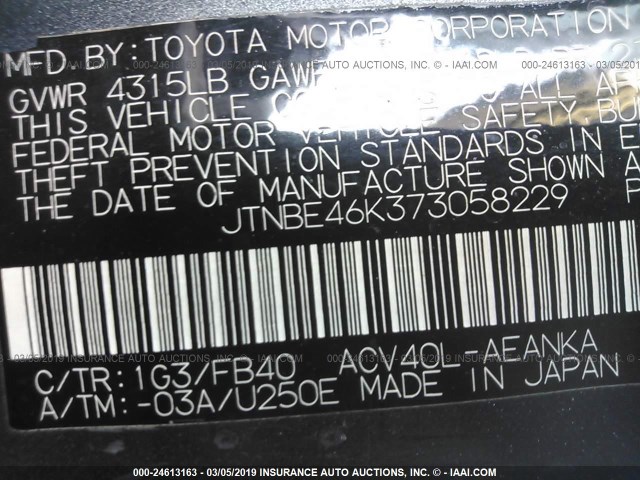 JTNBE46K373058229 - 2007 TOYOTA CAMRY NEW GENERAT CE/LE/XLE/SE GRAY photo 9