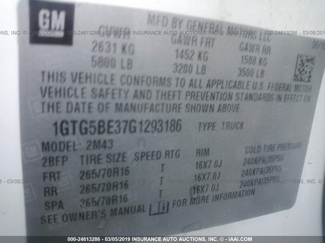 1GTG5BE37G1293186 - 2016 GMC CANYON WHITE photo 9