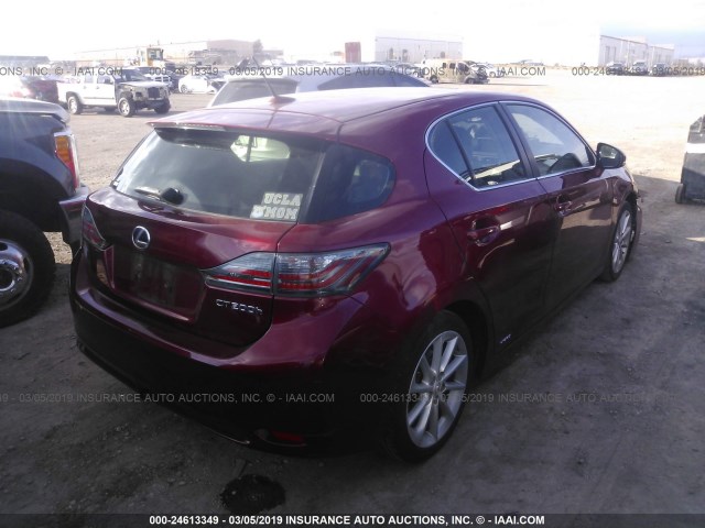 JTHKD5BH5C2088371 - 2012 LEXUS CT 200 Qırmızı foto 4