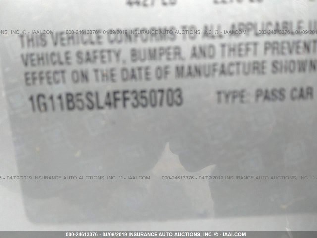 1G11B5SL4FF350703 - 2015 CHEVROLET MALIBU LS SILVER photo 9